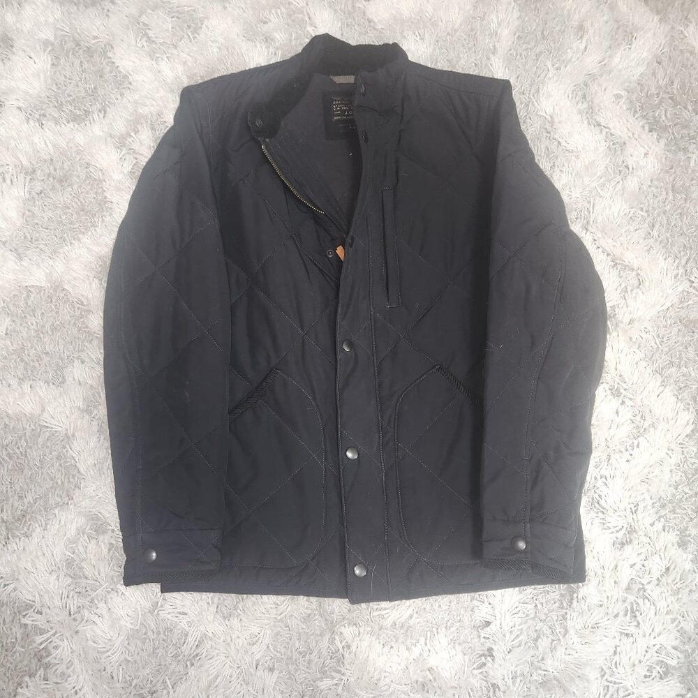 J crew sussex quilted jacket navy blue